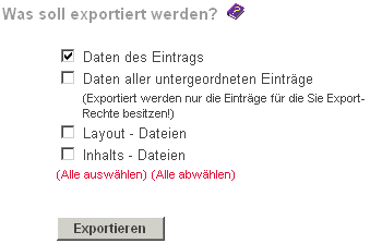 Maske Exportoptionen