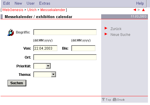 Kalender Suche