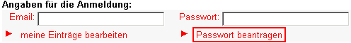 Formular Passwort Antrag