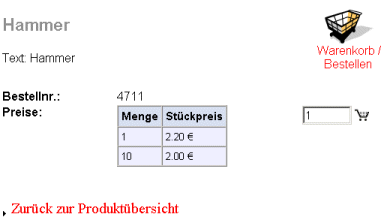 Shop: Produktanzeige