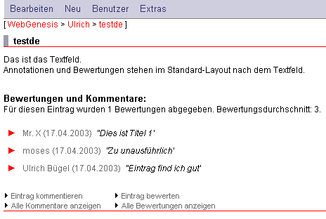 Kommentare und Bewertungen