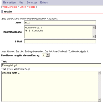 Eintrag bewerten